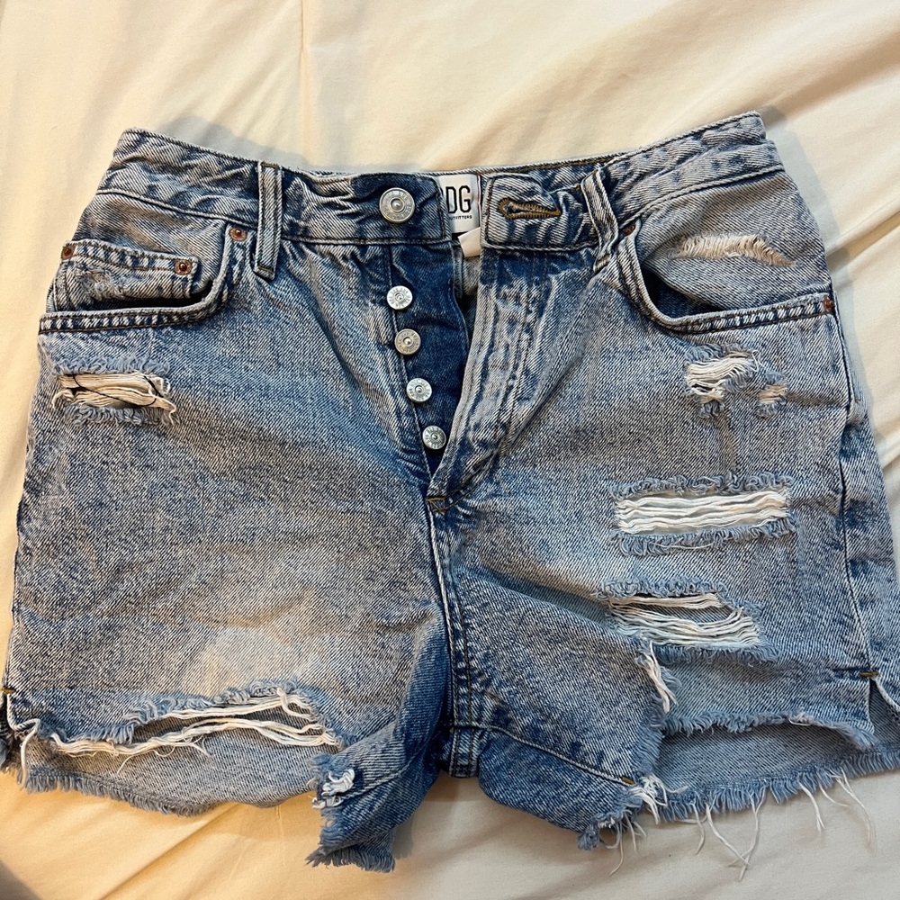 BDG Light Blue Distressed Surf Jean Shorts